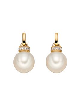 9ct gold freshwater pearl and diamond earrings