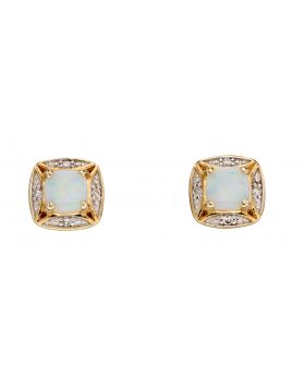 9ct  opal/diamond stud earrings
