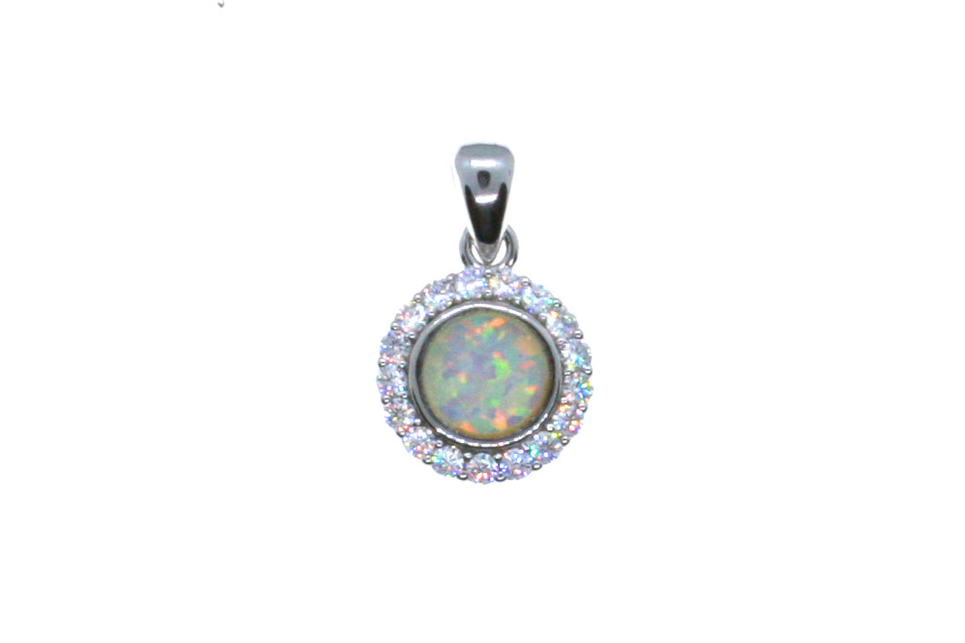 opal pendant with c/z surround
