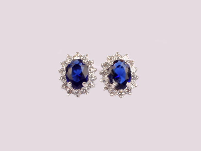 Sterling Silver Sapphire CZ Earrings