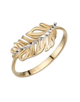 9ct gold feather ring
