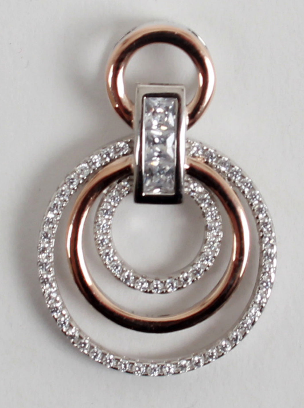 rose gold on silver c/z circle pendant