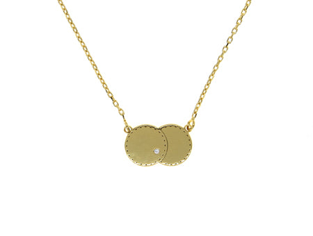 gold on sterling silver  double disc necklet