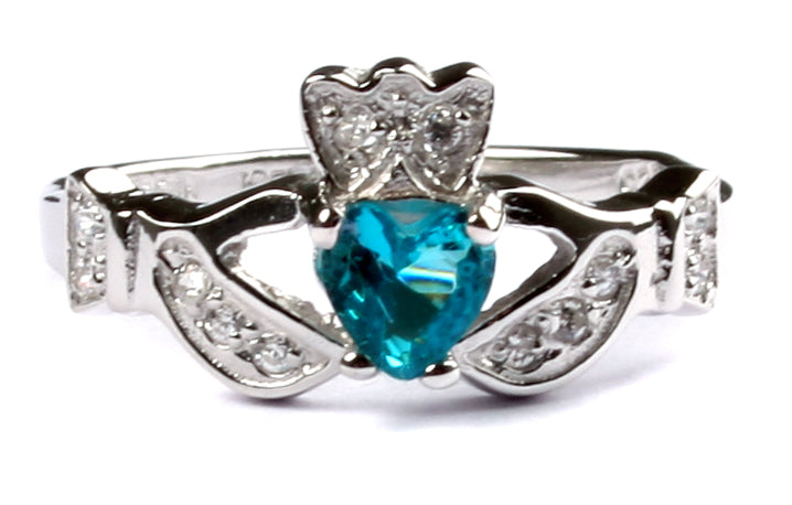Sterling Silver cz Claddagh Ring