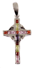 Load image into Gallery viewer, sterling silver multi stone cross
