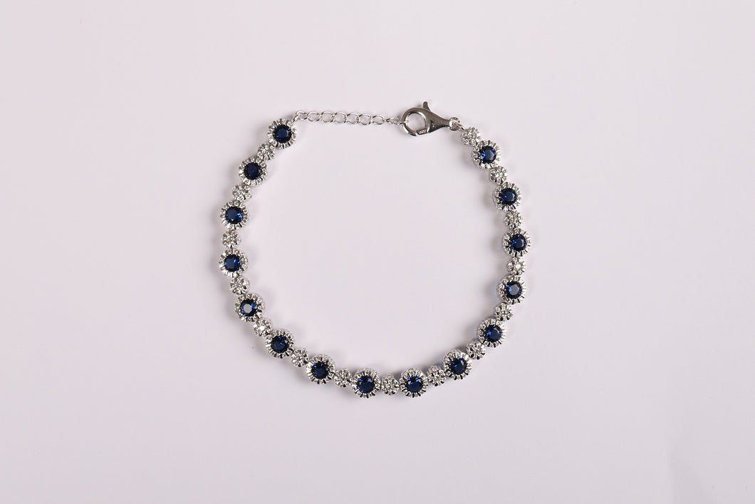 Sterling Silver Sapphire cz Bracelet