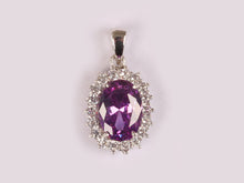 Load image into Gallery viewer, sterling silver amethyst c/z  pendant
