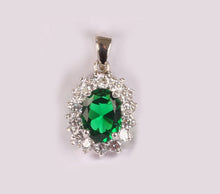Load image into Gallery viewer, sterling silver emerald c/z pendant
