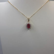 Load image into Gallery viewer, 9ct gold ruby c/z pendant
