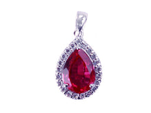 Load image into Gallery viewer, sterling silver garnet c/z pendant
