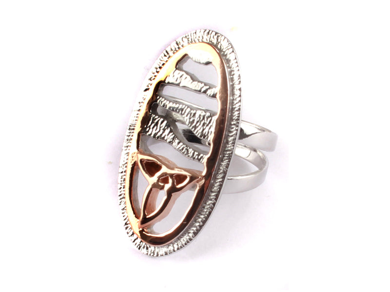 sterling silver rose gold trinity knot ring