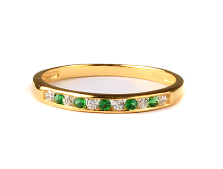 9ct gold emerald/ cz etternity  ring