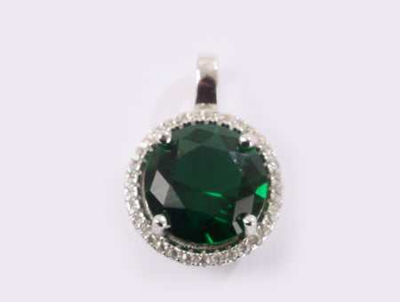 sterling silver emerald c/z pendant