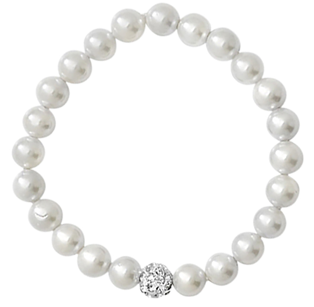 children's pearl bracelet with c/z
