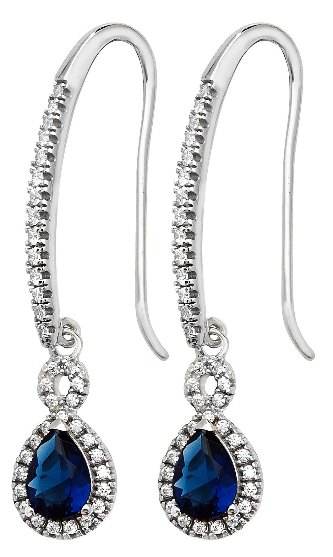 Sterling Silver Sapphire cz Drop Earrings